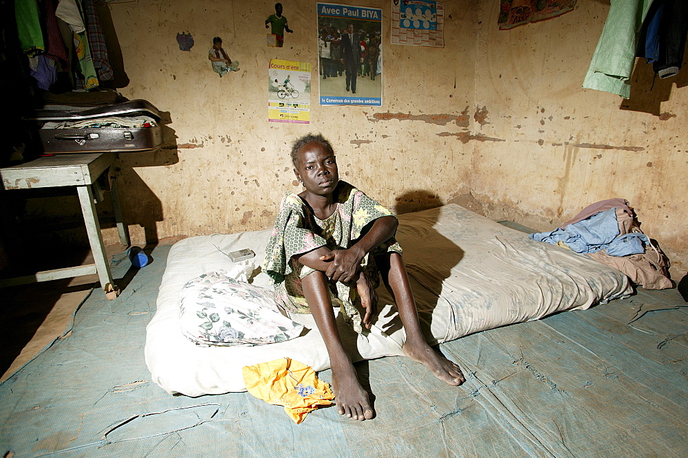 HIV/AIDS-infected woman at a hospital shelter, Cameroon, Africa