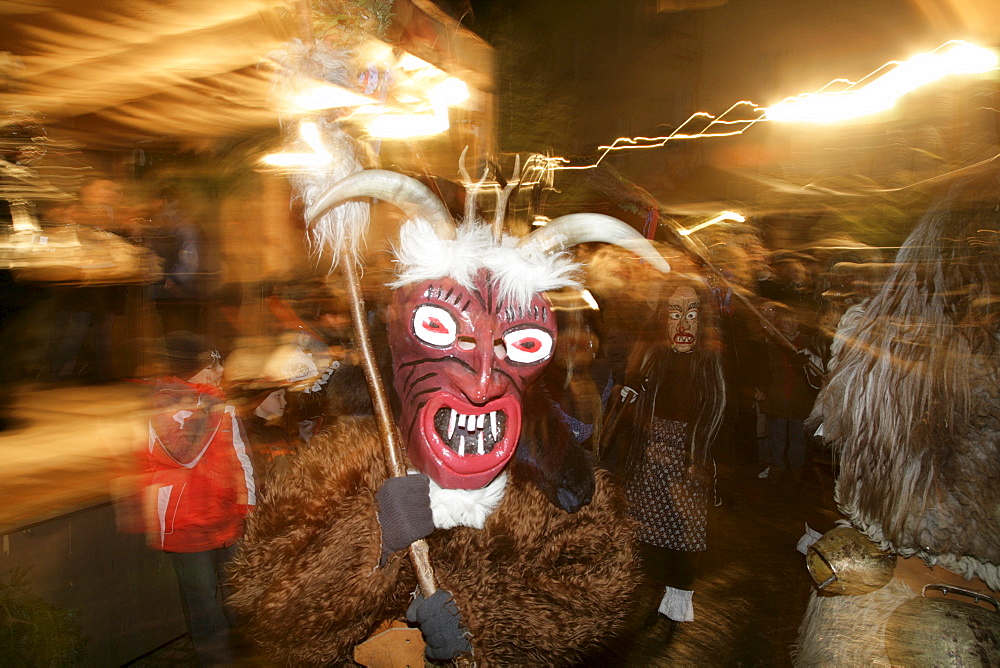 Haberer, masked German figure, folklore, Christmas market, Muehldorf am Inn, Upper Bavaria, Bavaria, Germany, Europe