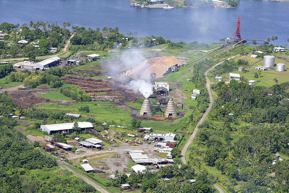 Wood chip factory for the paper industry, Madang, Papua New Guinea, Melanesia