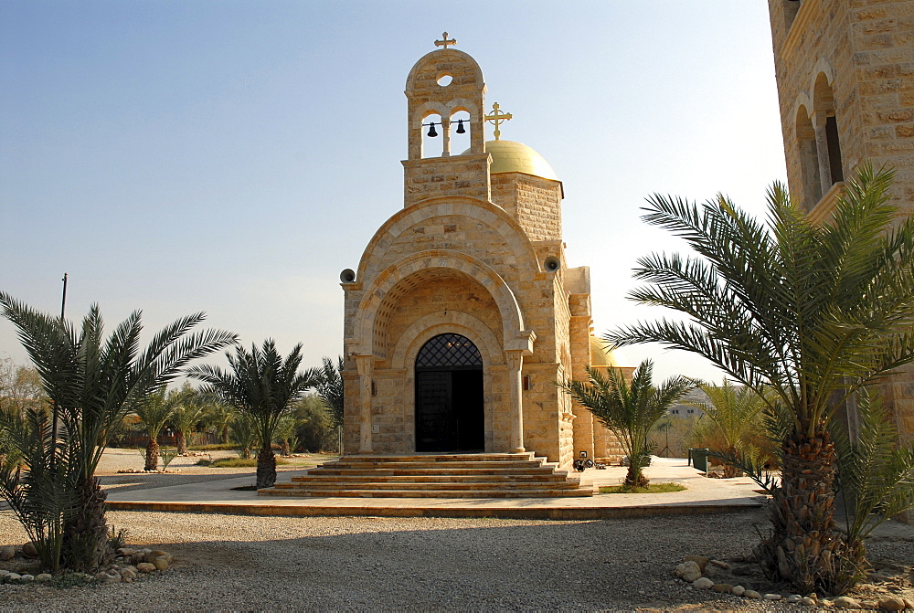 Modern Orthodox Church near the baptism site of Jesus Christ at the River Jordan, Wadi Al-Kharrar, Jordan