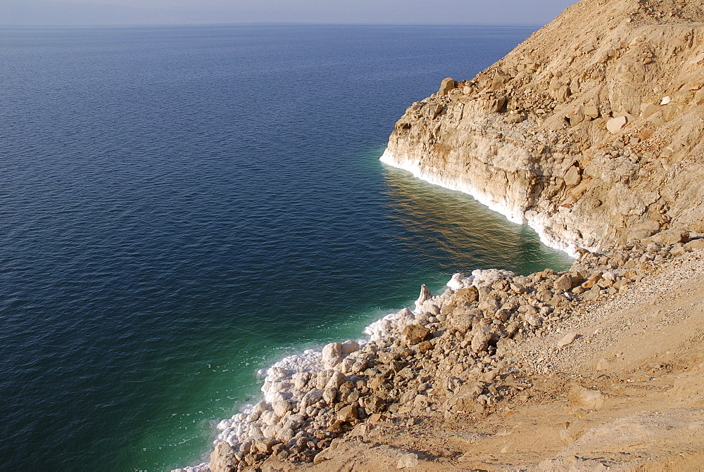 White salt crust at the east bank of the Dead Sea, Jordan