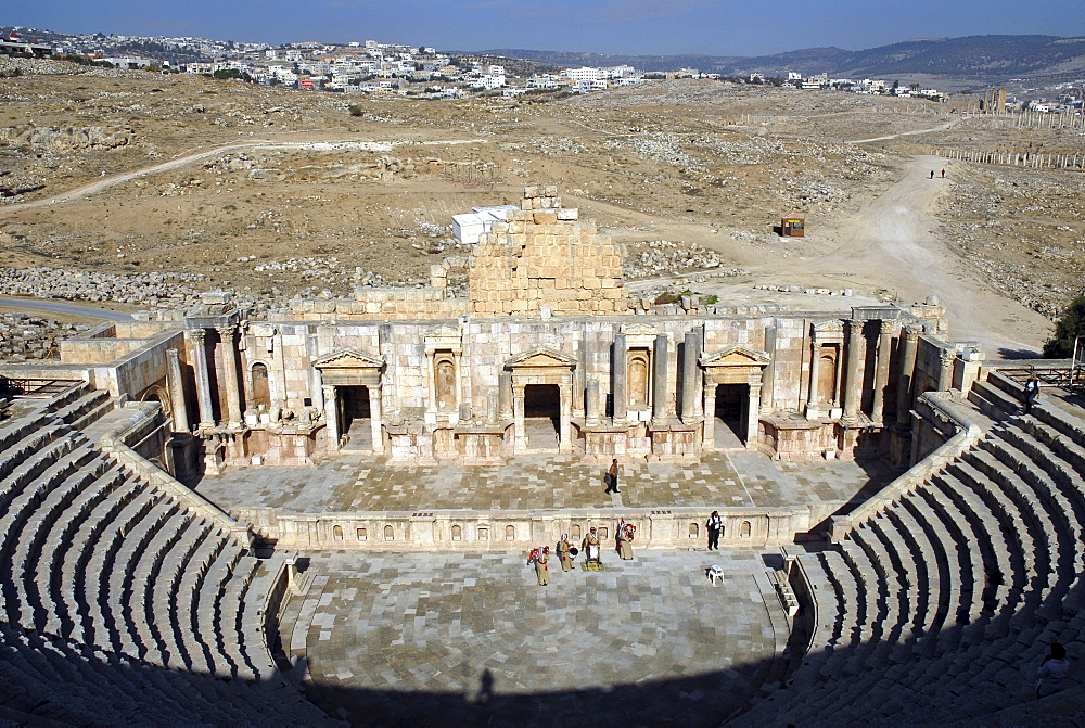 The Roman amphitheatre of Jerash, the ancient Gerasa, Jordan