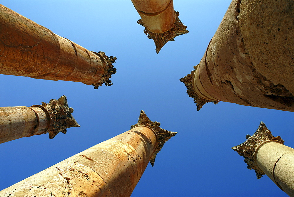 Columns of the Roman Temple of Artemis, Jerash, the ancient Gerasa, Jordan