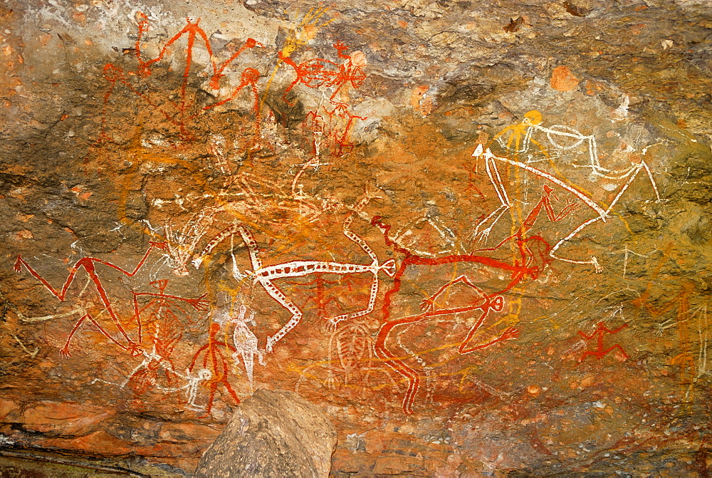 Aboriginal rock paintings at Nourlangie Rock, Kakadu National Park, Northern Territory, Australia