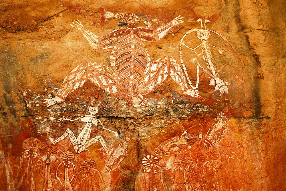 Aboriginal rock paintings at Nourlangie Rock, Kakadu National Park, Northern Territory, Australia