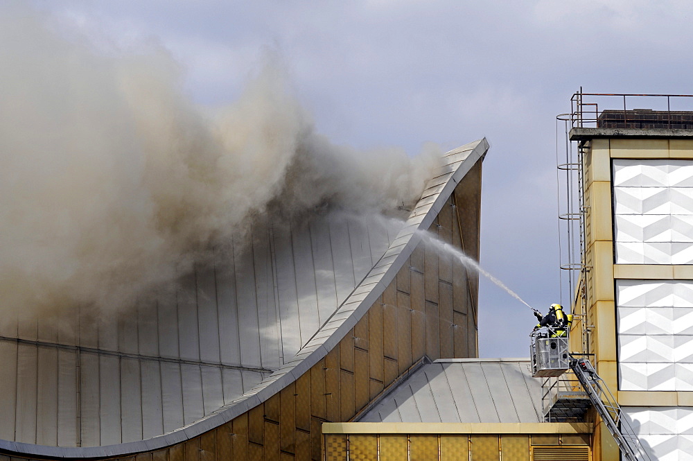 Philharmonie, Philharmonics Building on fire, Berlin, Germany, Europe