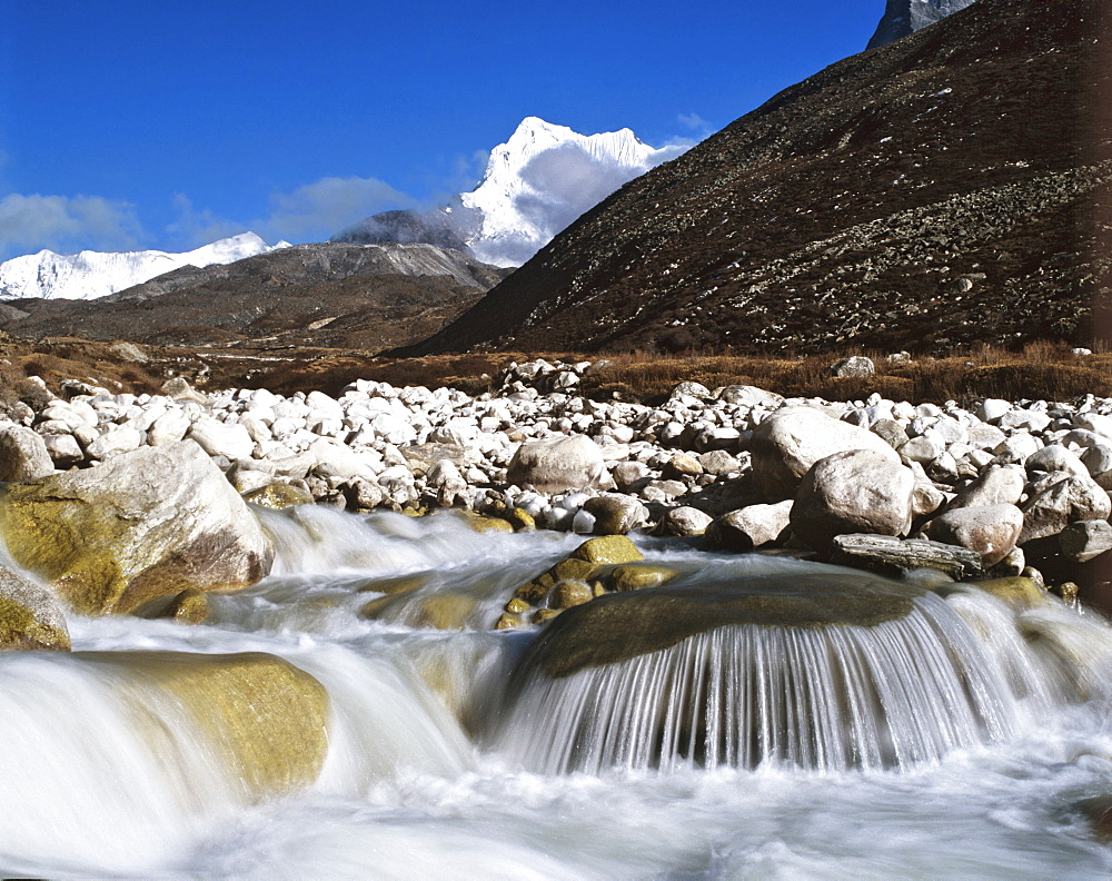 Small waterfall and cliff in Nepal, Asia