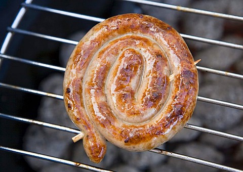 Barbecue food: snail sausage, from above