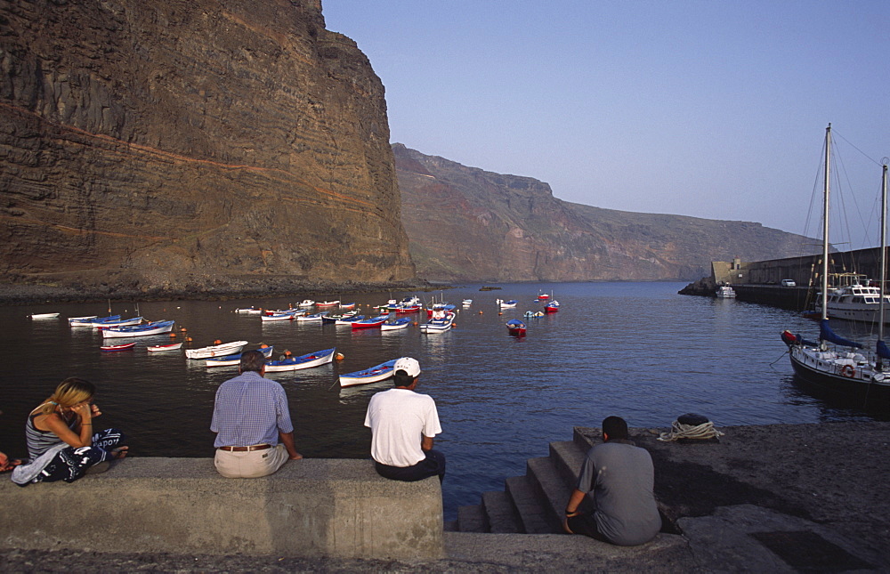 The harbour in Vueltas, Valle Gran Rey, La Gomera, Canary Islands, Spain