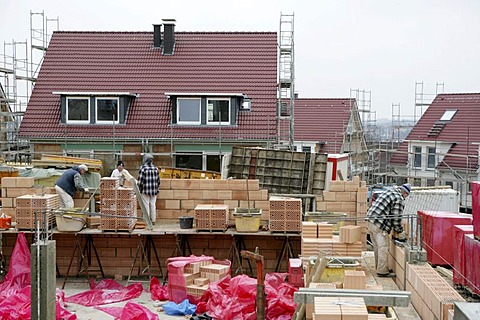 Construction site of private houses, Essen, North Rhine-Westphalia, Germany