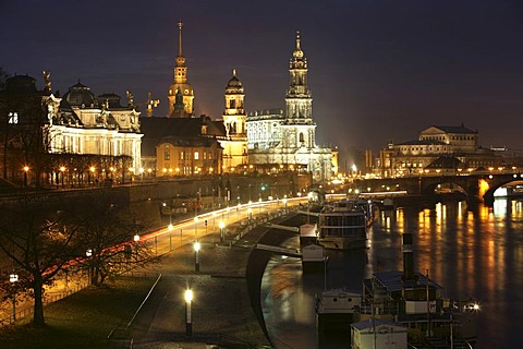 View over the baroque old part of town, Dresden, Saxony, Germany