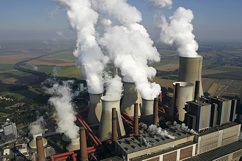 Brown coal power station Niederaussem of the RWE Power company, Bergheim, North Rhine-Westphalia, Germany