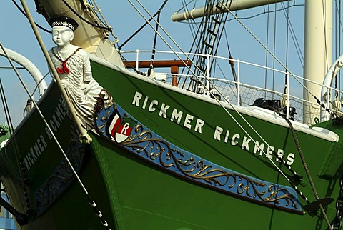 Figurehead, Museum ship Rickmer Rickmers, port of Hamburg, Germany