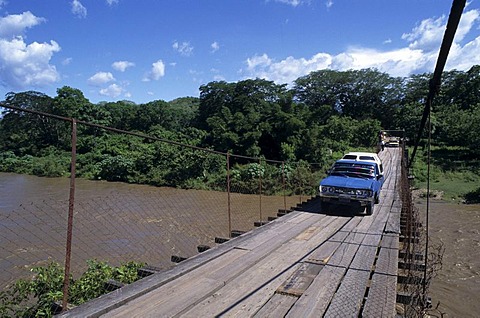 Suspension bridge above the Rio Chamelecon, Copan province, Honduras