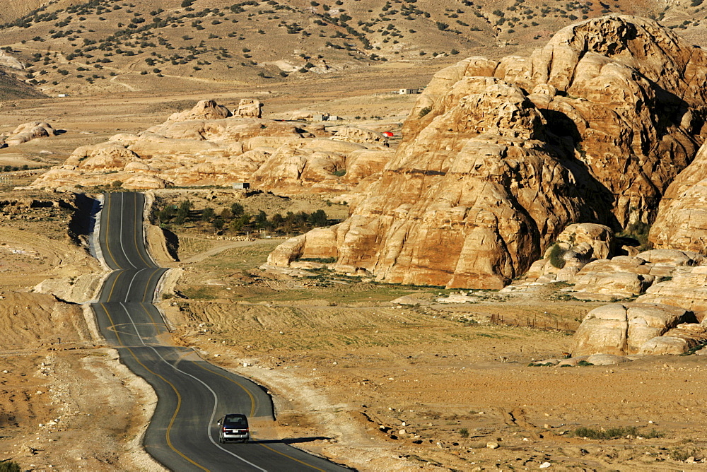 Country road from the Desert Highway to the city of Wadi Musa, Petra, Jordan