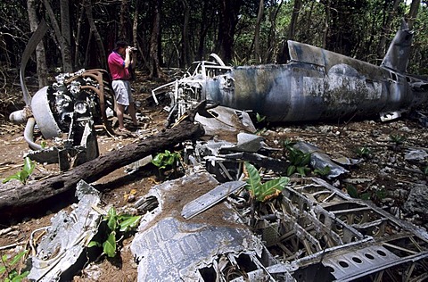 The wreck of a shot down military plane of World War 2, Palau, Micronesia