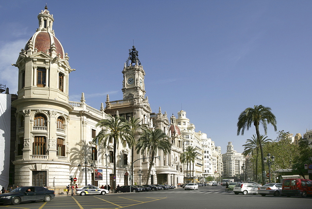 ESP, Spain, Valencia : Plaza Ayuntamiento, Avenida Marques De Sotelo, central city hall square