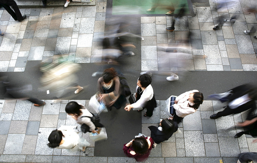 Pedestrians on a sidewalk, Omotesando, Harajuku, Tokyo, Japan, Asia