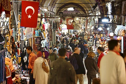 People, Grand Bazaar or Covered Bazaar, covered market with goods of all sorts, Istanbul, Turkey