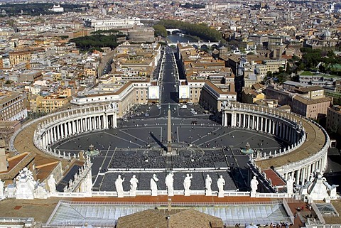 View of Rome, Peter's Square from the cupola of the Dome of St.Peter, Vatican City, Rome, Latium, Italy