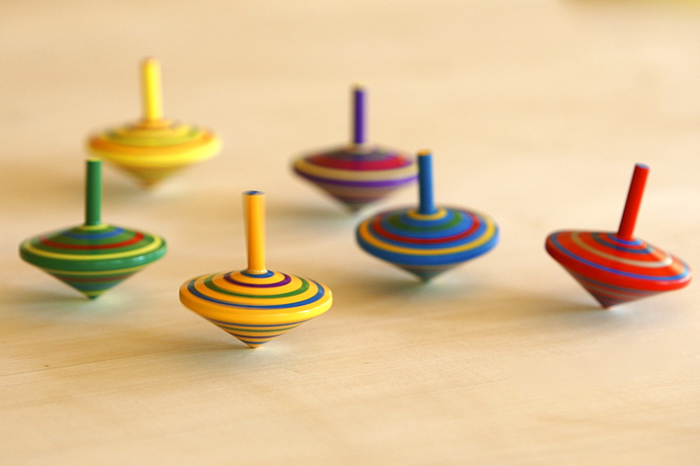 Colourful spinning tops