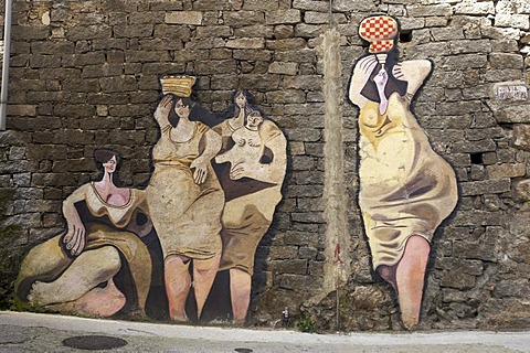 Political mural, Orgosolo, Sardinia, Italy, Europe