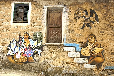 Political mural, Orgosolo, Sardinia, Italy, Europe