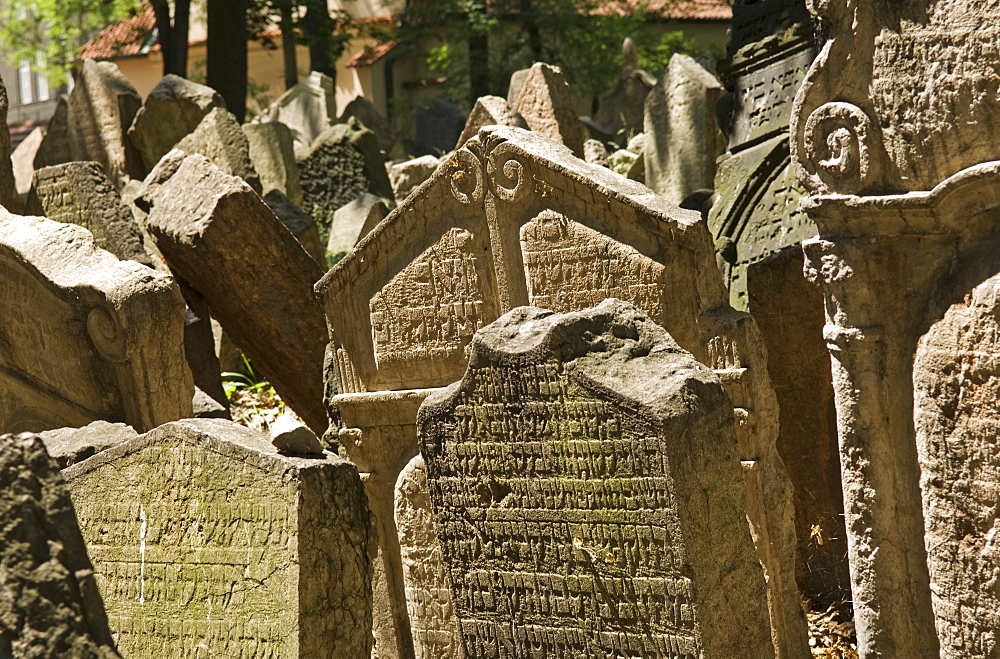 Tombstones in the jewish cemetery in Prague, Czech Republic