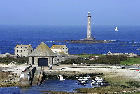 FRA, France, Normandy: Mot western point of Normandy, Cap de la Hague. St.Germain des Vaux. Lighthouse Goury.