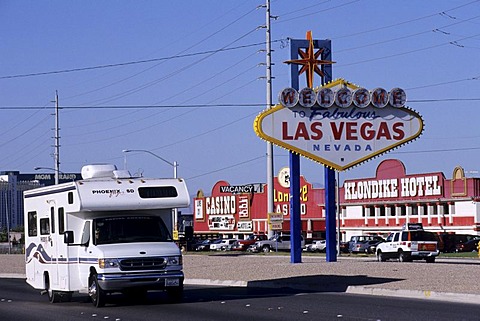 USA, United States of America, Nevada: Las Vegas. Traveliing in a Motorhome, RV, through the west of the US.