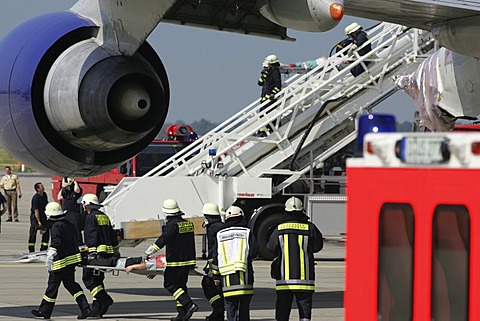 DEU, Germany, Duesseldorf: Emergency exercise at the Duesseldorf International airport.