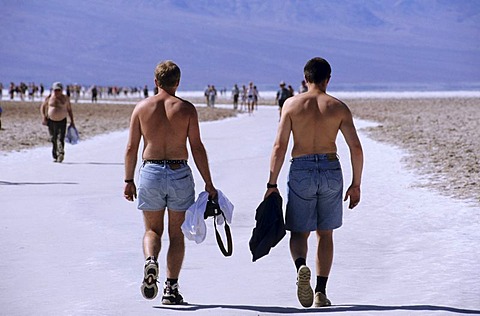 Tourists at "Badwater Point", Death Valley National Park, California, USA