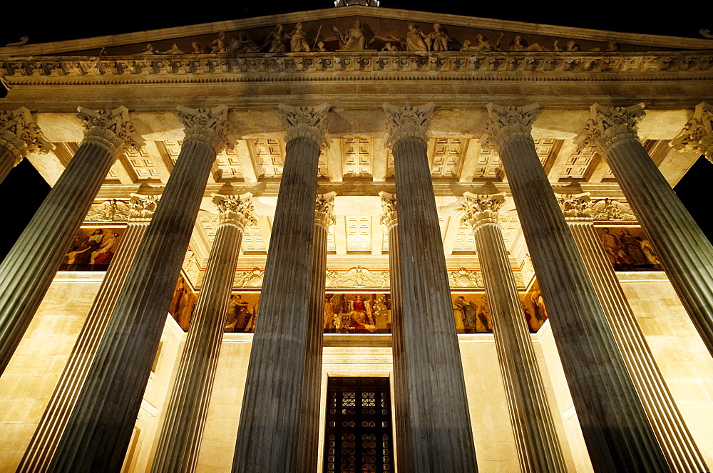 Columns, parliament building at night, Vienna, Austria, Europe