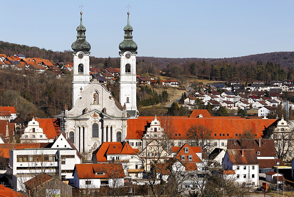 Baroque cathedral in Zwiefalten, Swabian Alb, Baden-Wuerttemberg, Germany, Europe