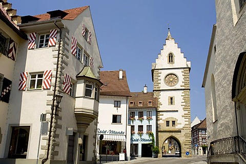 Upper city gate, historic city centre, Ueberlingen, Bodensee, Lake Constance, Baden-Wuerttemberg, Germany, Europe