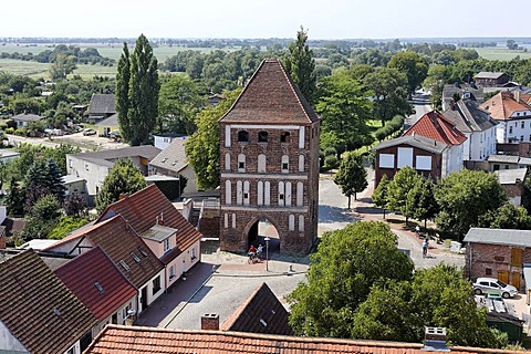 Anklam Gate, view from the tower of Marienkirche Church, Usedom town, Mecklenburg-Western Pomerania, Baltic Sea, Germany, Europe