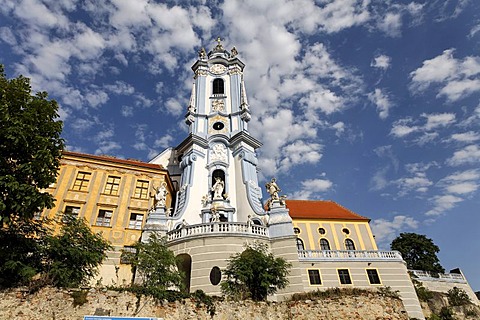 Duernstein, religious foundation and church steeple, Wachau, Lower Austria, Austria