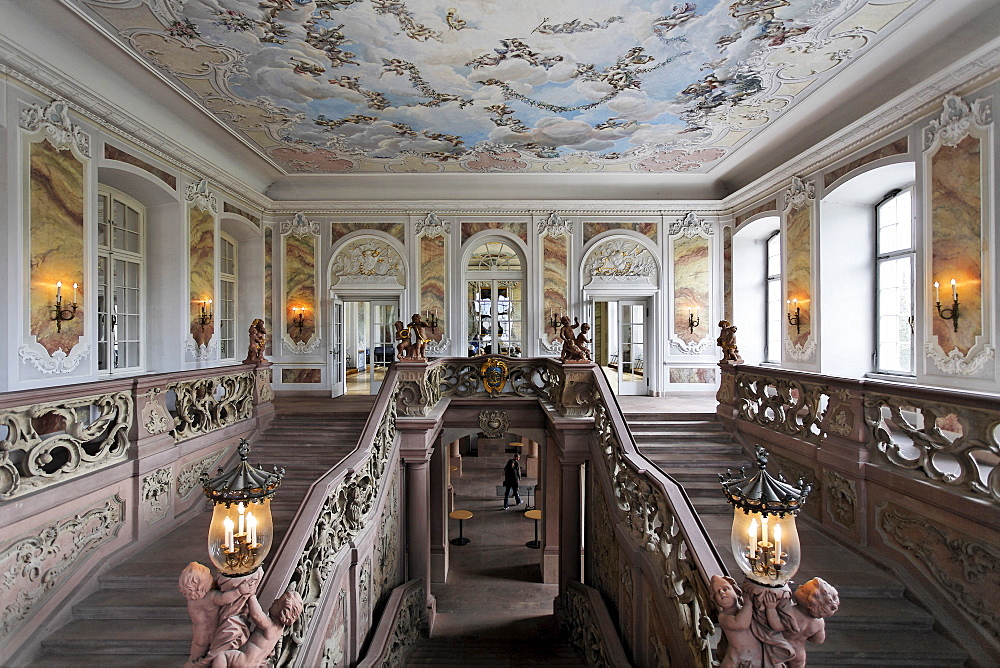 Palace of the prince elector, rococo staircase, Trier, Rhineland-Palatinate, Germany