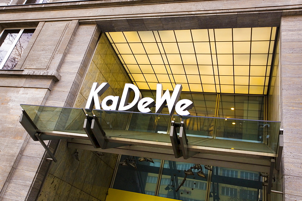 Detail, entrance to the KaDeWe, Kaufhaus des Westens department store, Kudamm, Berlin, Germany