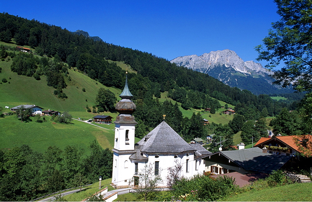 Maria Gern Church, pilgrimage site, Untersberg, Mt. Kneifelspitze, Berchtesgadener Land, Bavaria, Germany