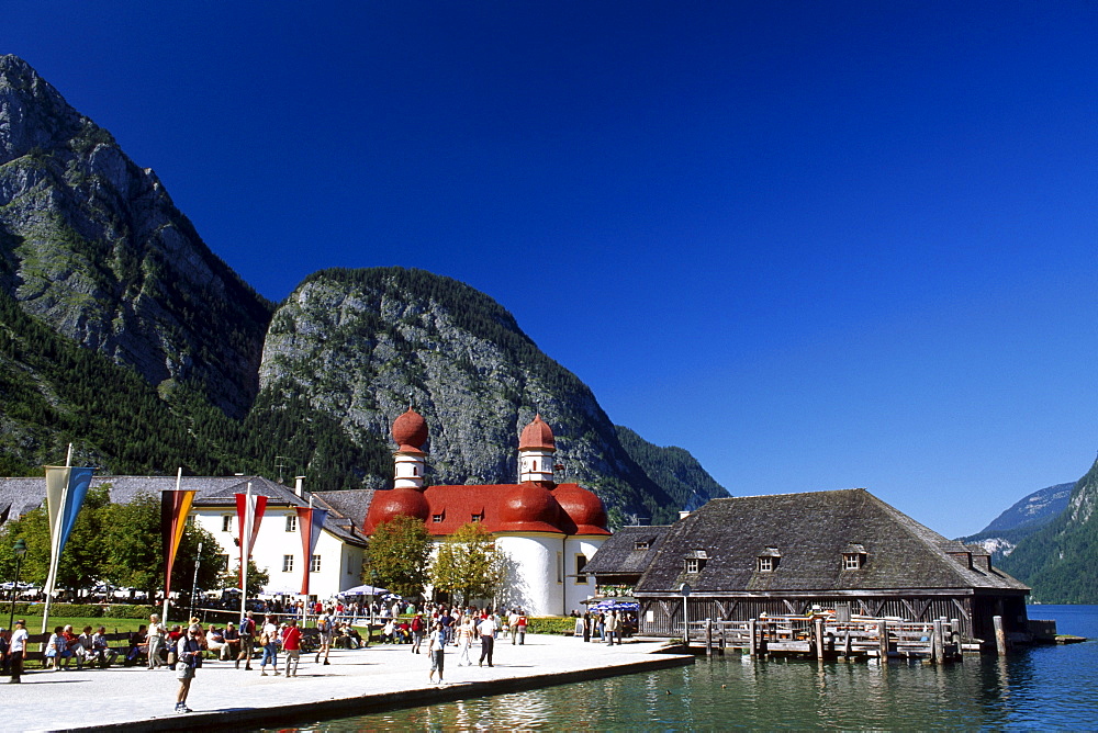 St. Bartholomew's Church, Koenigssee Lake, Berchtesgadener Land, Bavaria, Germany