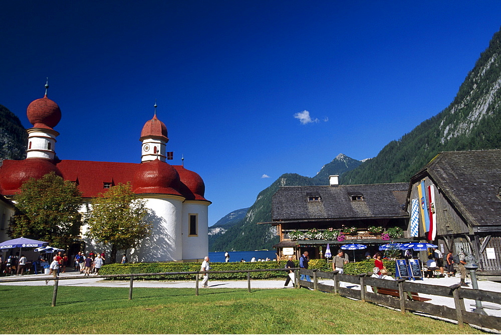 St. Bartholomew's Church, Koenigssee Lake, Berchtesgadener Land, Bavaria, Germany