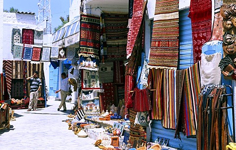 Carpets for sale at the market or Souk, Houmt Souk, Djerba, Tunisia, Africa