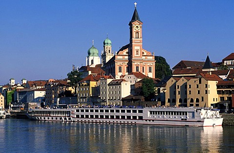 Cruise ship on the Danube River in Passau, Bavaria, Germany, Europe