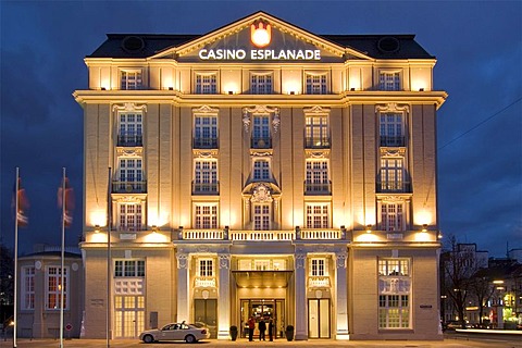 Casino Esplanade, new gambling house of Spielbank Hamburg Company at dusk, Hamburg, Germany