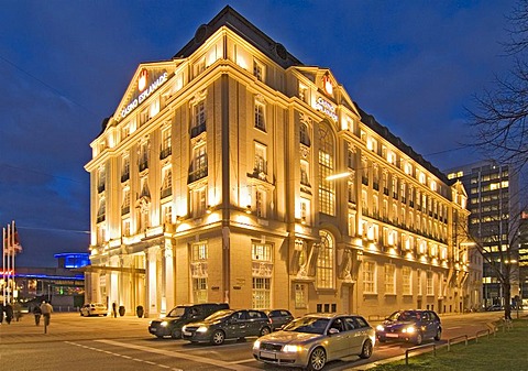 Casino Esplanade, new gambling house of Spielbank Hamburg Company at dusk, Hamburg, Germany