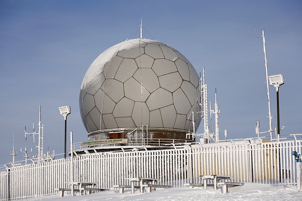 Radar dome (radome), Mt. Wasserkruppe, Rhoen Mountains, Hesse, Germany, Europe