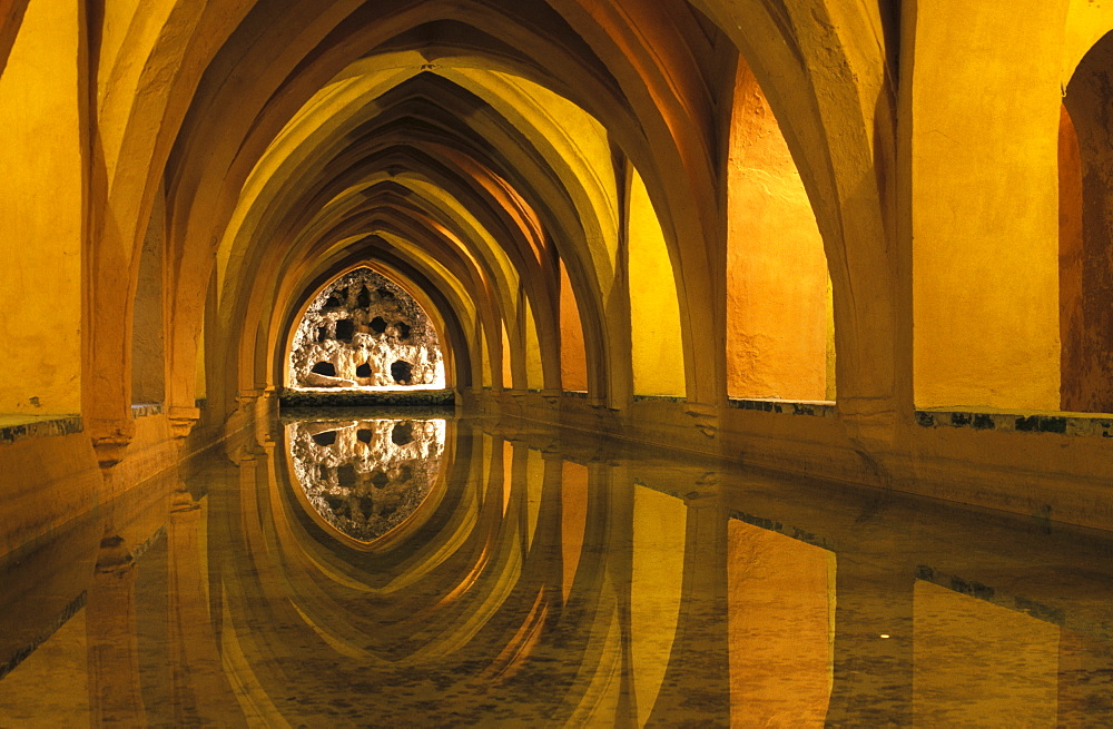 Banos de Dona Maria de Padilla, Spanish baths in the Alcazar of Seville, Andalusia, Spain