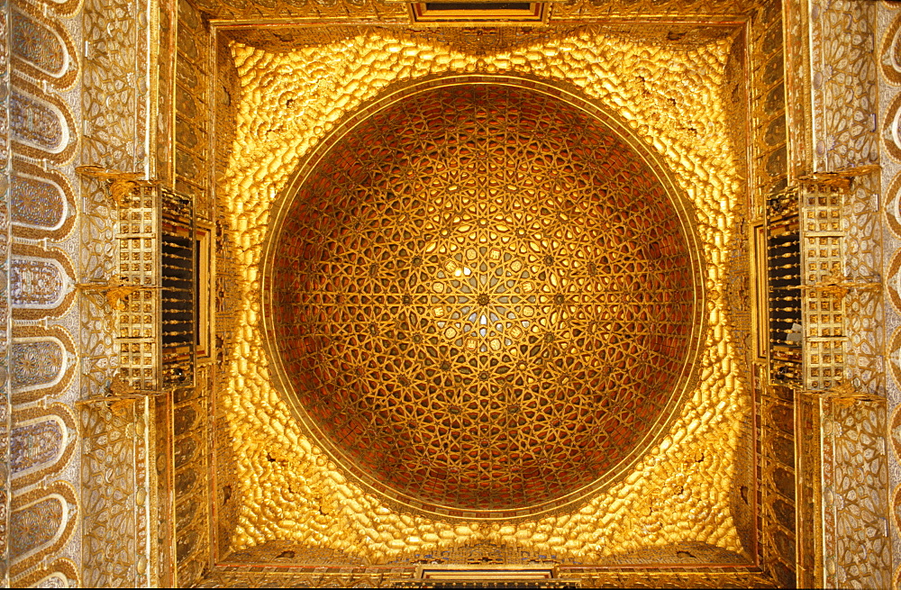 Vault ceiling in Alcazar, Seville Province, Andalusia, Spain