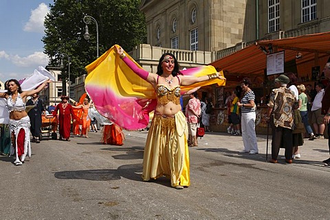 Historical parade, oriental dancing group, Rakoczi Festival, Bad Kissingen, Rhoen, Lower Franconia, Bavaria, Germany, Europe